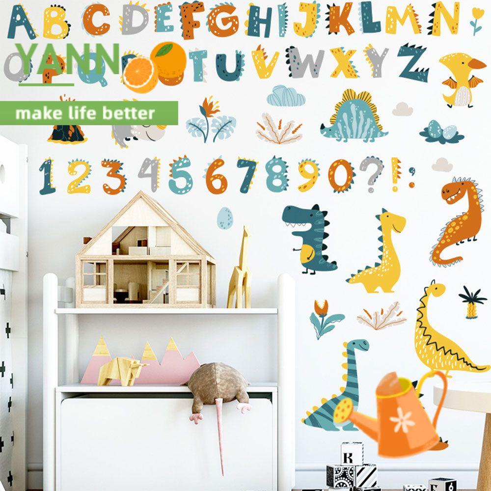 Miếng dán tường họa tiết chữ số và khủng long bằng nhựa PVC kiểu dáng sáng tạo