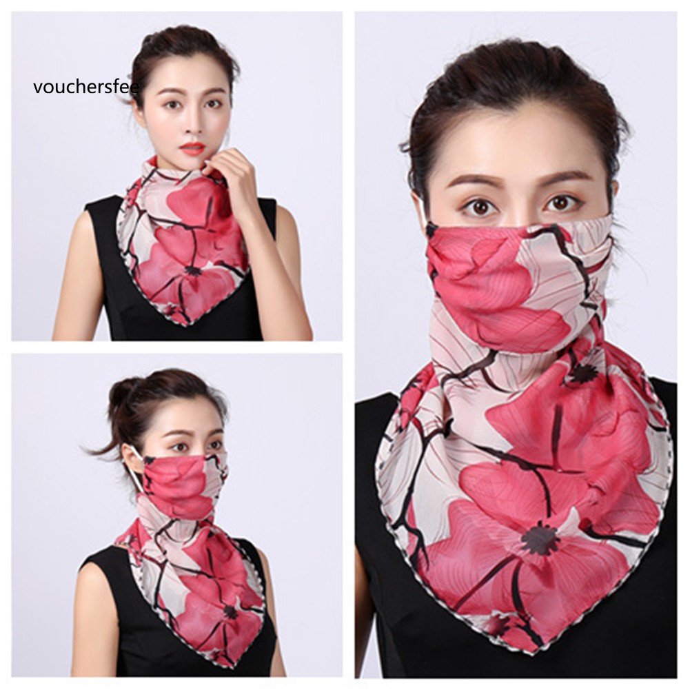 ✤Khẩu Trang Che Mặt Chống Tia UV Chống Gió In Họa Tiết Hoa Dành Cho Nữ Ốp