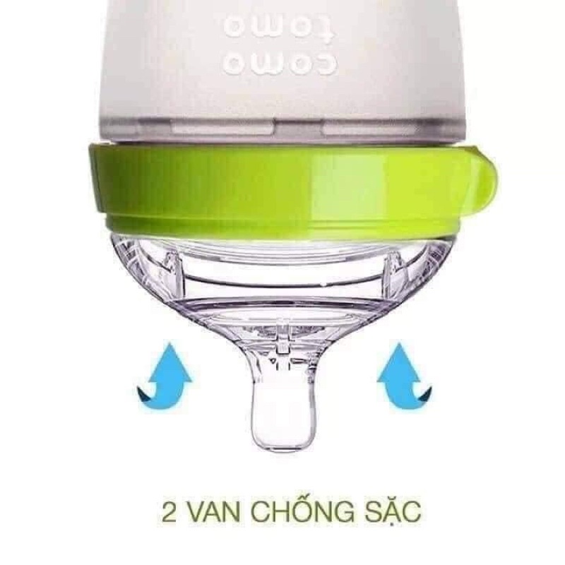 Bình sữa Comotomo 150ml/250ml núm Silicone siêu mềm