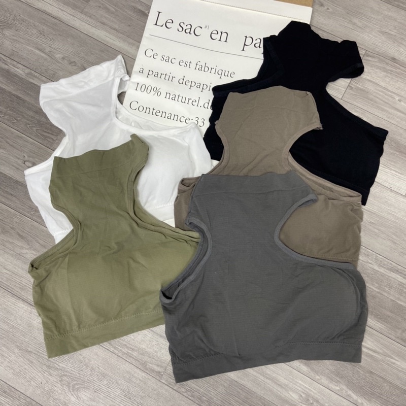 Áo khoét nách ba lỗ sát nách Áo bra croptop có đệm ngực