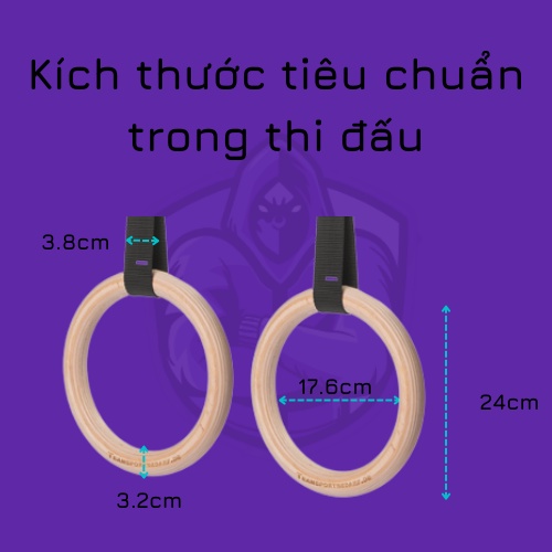 [GIÁ SIÊU RẺ] Rings - Vòng treo xà gỗ Bạch Dương 32mm kèm dây đánh số bản 38mm chuẩn Quốc Tế giá rẻ