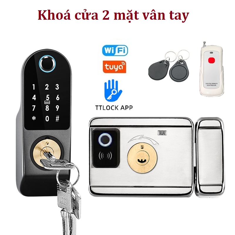Khoá vân tay 2 mặt Tuya wifi chuyên cho cửa sắt KG-C1218D APP TUYA/TTLOCK