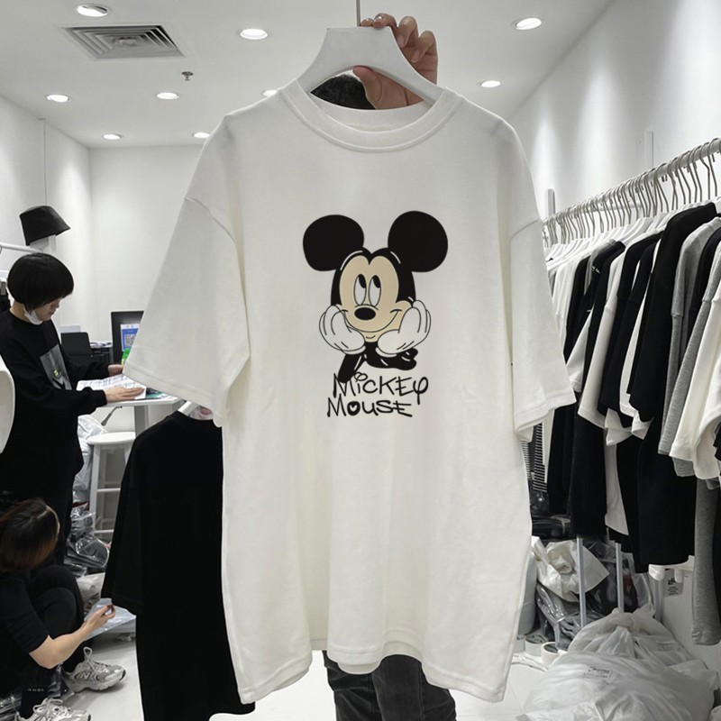 Áo thun nữ 𝐅𝐑𝐄𝐄𝐒𝐇𝐈𝐏 Áo thun nữ form rộng freesize mickey trắng đen thoáng mát, mềm mịn, phong cách