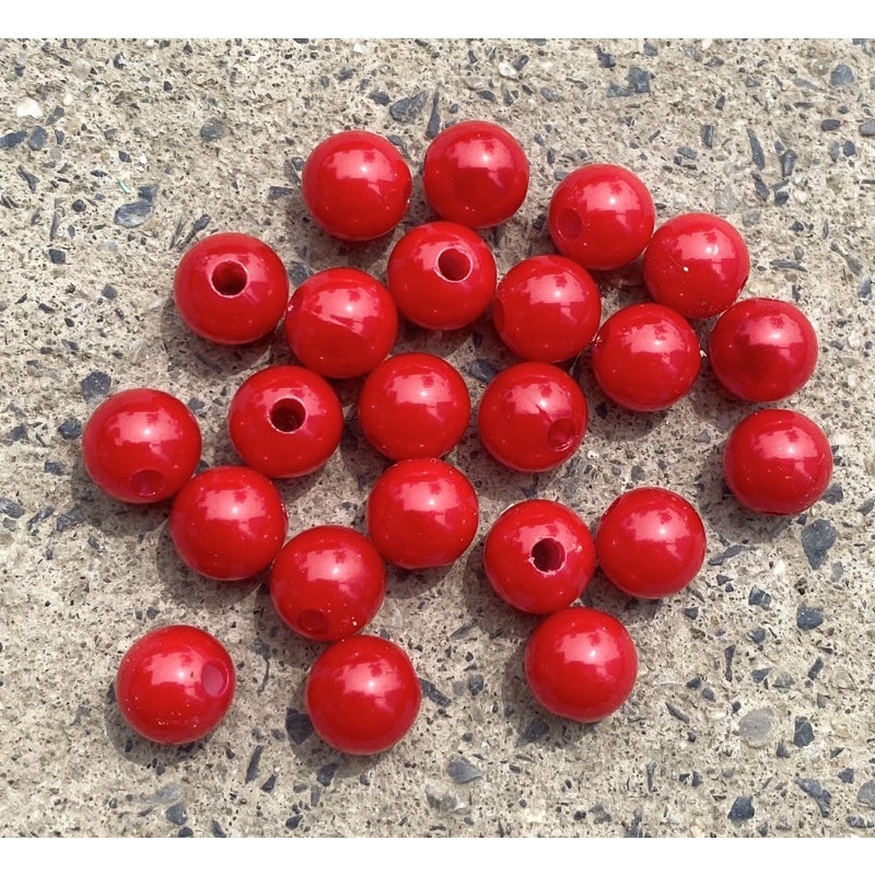 Hạt nhựa tròn đỏ làm đào đông 100g,nhuỵ hoa cây kim tiền,cỡ 6mm,8mm,10mm,12mm, 14mm vật liệu làm hoa đào đông