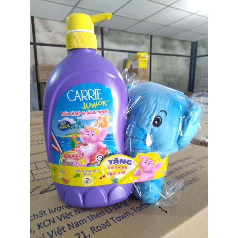 Sữa Tắm Gội Toàn Thân Carrie Junior Hương cherry --tinh chất sữa-- hương nho (700g) - Tặng Kèm Gấu Bông