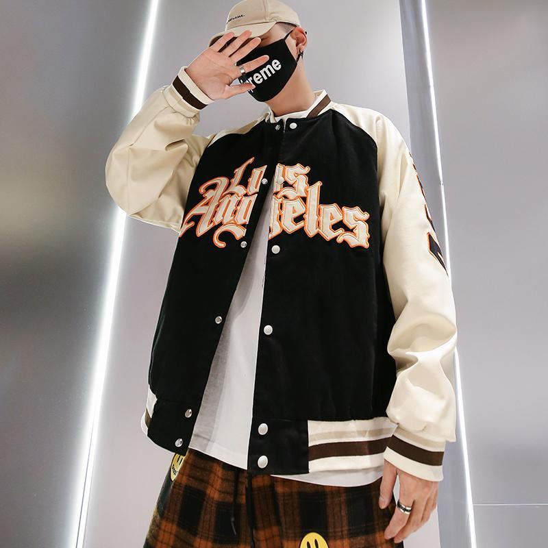 Áo Khoác Bomber Dáng Rộng Thêu Chữ Phong Cách Hip Hop Đường Phố Thời Trang Thu Đông Cho Nam