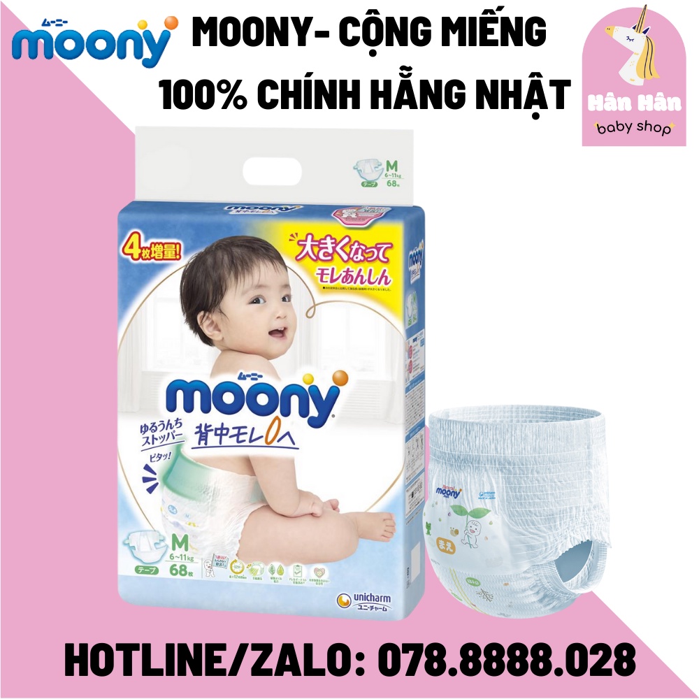 Bỉm Tã Dán/Quần Moony Nội Địa Nhật Đủ Size NB96/S90/M68/L58/M64/L50/XL44