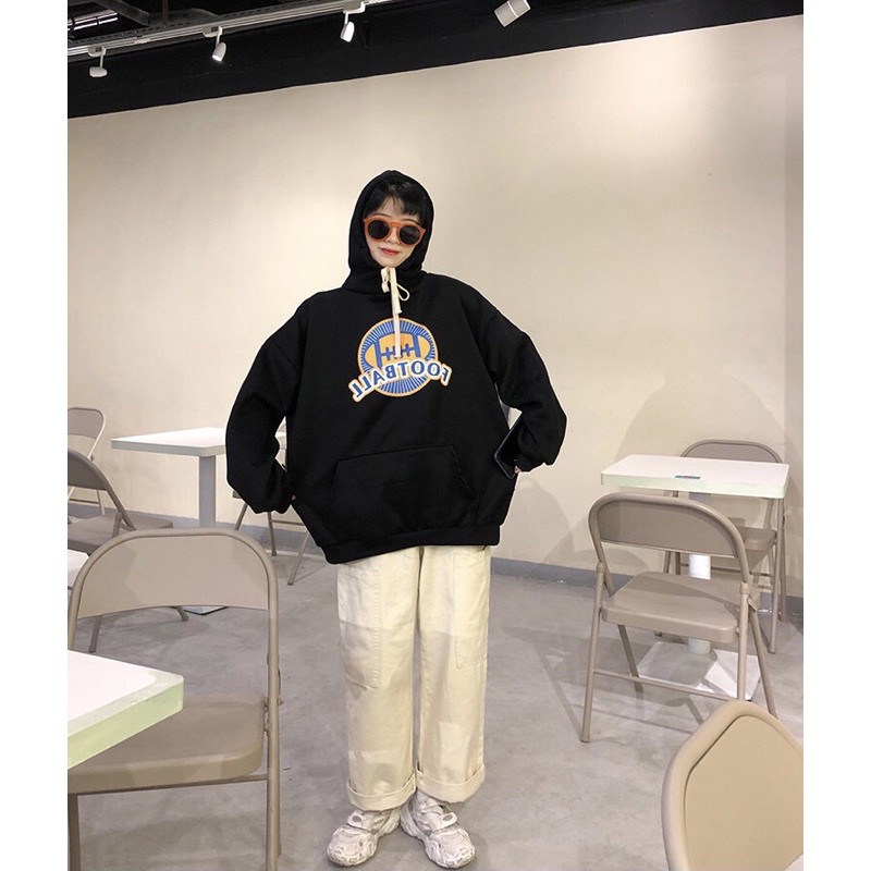 Áo hoodie vải nỉ Lót Bông Dày Dặn In Football Unisex Form Rộng
