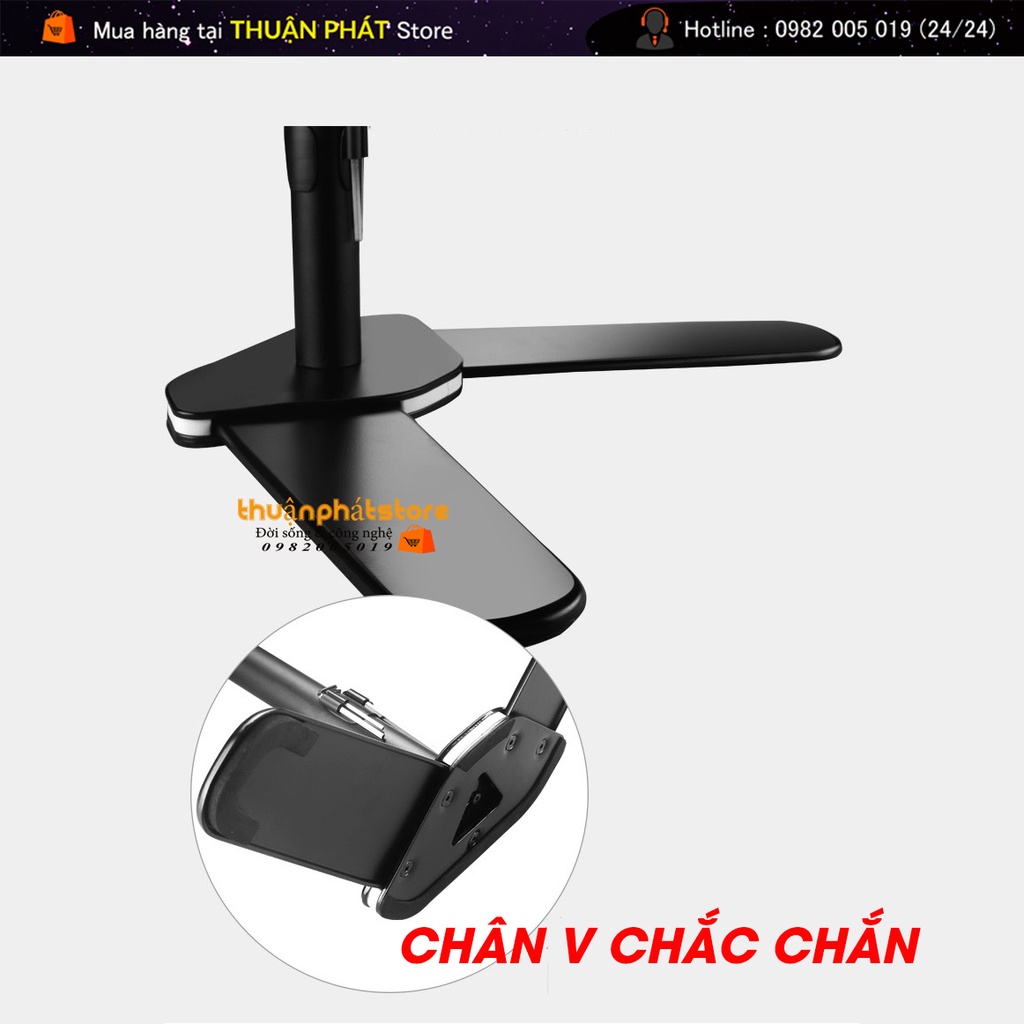 M073 | Giá Treo Màn Hình  - Giá Treo 2 Màn Hình 17-27 Inch Thiết Kế Chân Để Bàn - Xếp Màn Trên / Dưới - Xoay Màn 360