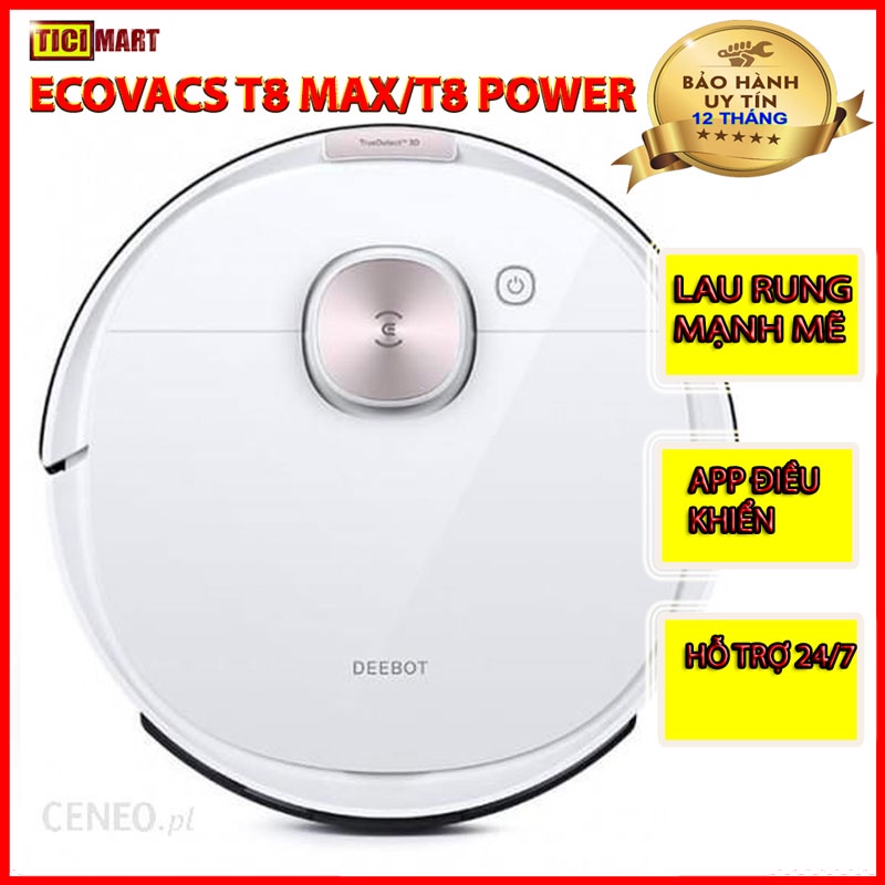 Robot hút bụi lau nhà thông minh Ecovacs Deebot T8 Power/ T8 Max chính hãng - Hàng trưng bày có lau rung