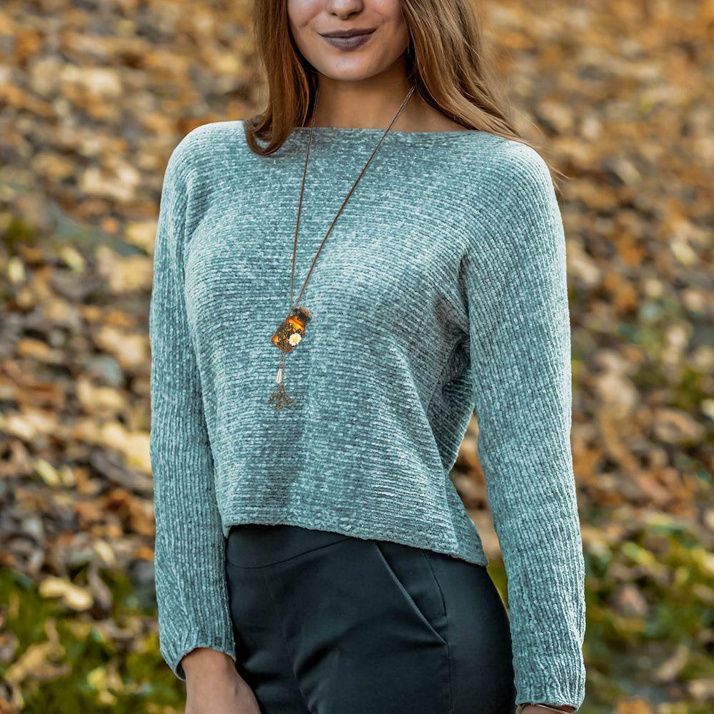 MAG Vòng cổ Da Phối Nút Bần Phong Cách Retro