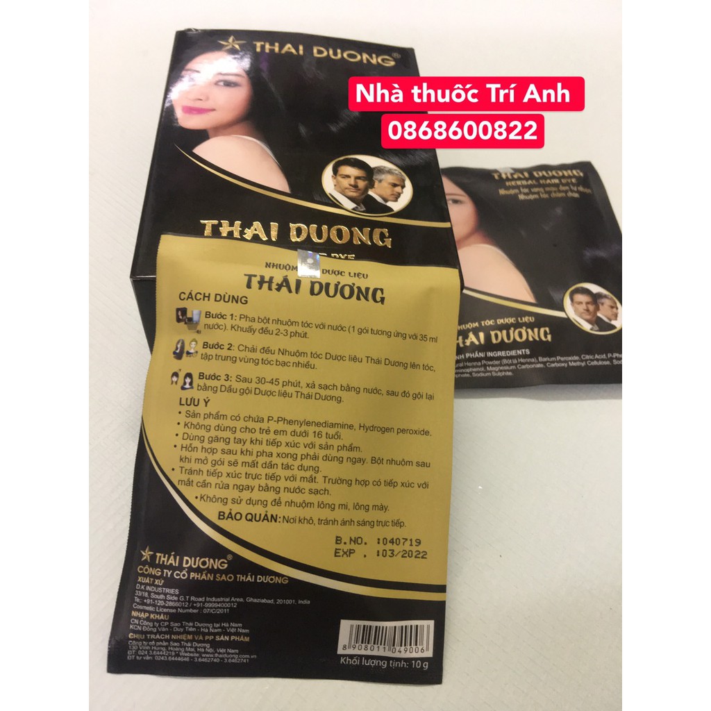 COMBO HỘP 5 GÓI NHUỘM TÓC THÁI DƯƠNG - CHÍNH HÃNG