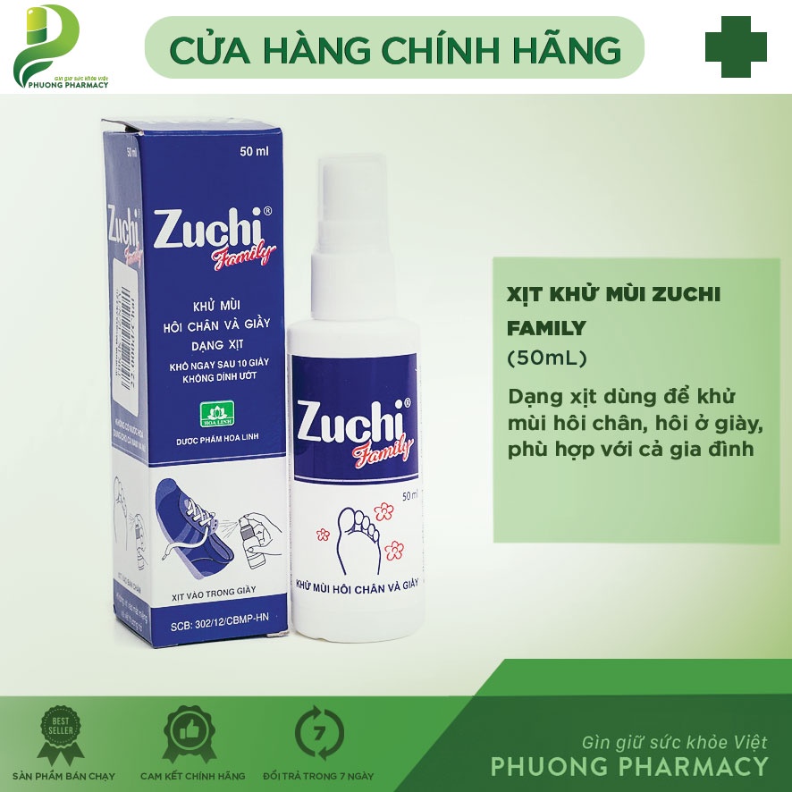 Zuchi Family Xịt Khử Mùi Hôi, Giúp Ngăn Ngừa Hôi Chân Và Giày Chai 50ml