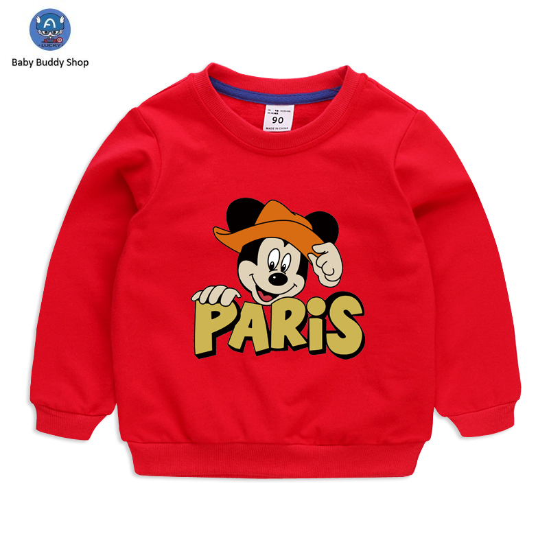 Áo Sweater Tay Dài In Hình Chuột Mickey Có 10 Màu Cho Bé