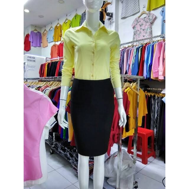 Sơ mi nữ công sở màu vàng tươi [ HÀNG SHOP -VẢI KATE Ý ĐẸP- ĐỔI TRẢ THOẢI MÁI