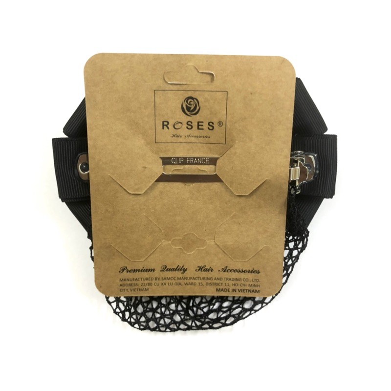 Kẹp lưới búi nơ gân ROSES Hair Accessories