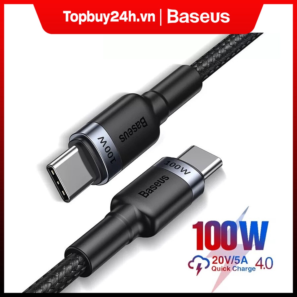 Dây cáp sạc Baseus từ Type-C sang Type-C hỗ trợ QC 4.0 100W
