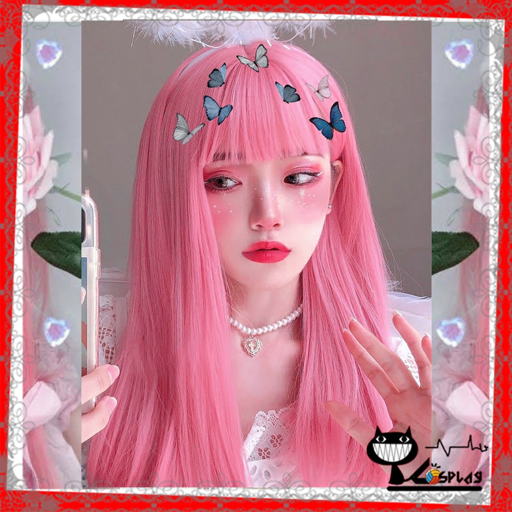 [Sẵn] Wig/Tóc giả siêu yêu màu hồng baby dài thẳng teen/lolita/cosplay B8037T [Miu Cosplay]
