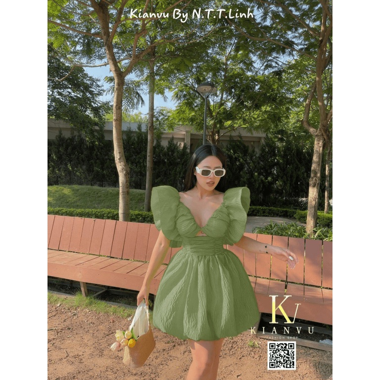 (Free Ship) Đầm Xốp Nhún Dáng Xòe Mới Nhất