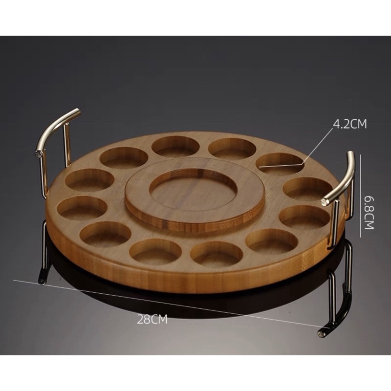 Khay gỗ bộ ly sứ 12 con giáp