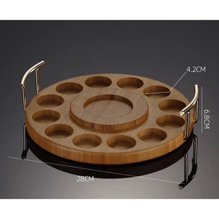Khay gỗ bộ ly sứ 12 con giáp