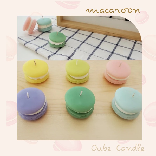 Nến Thơm Mini Siêu Xinh Hình Bánh Macaron Kẹp Kem 2.5x1cm (Không mùi)