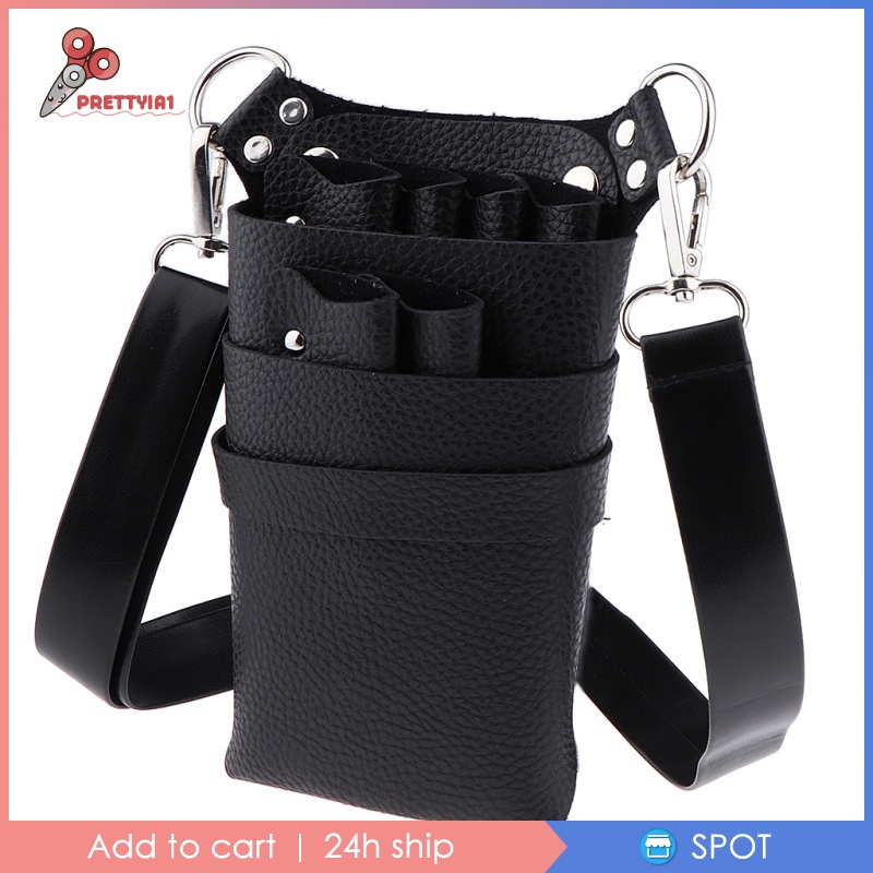 [Prettyia1] Túi PU Đeo Hông Đựng Kéo Cắt Tóc Màu Cà Phê Đậm