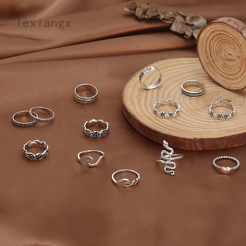 Set 13 Nhẫn Đeo Đốt Tay Phong Cách Boho Cổ Điển Cho Nữ