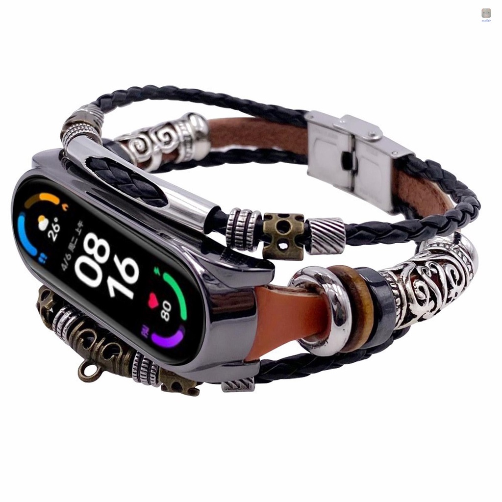 XIAOMI Dây Đeo Tay Thay Thế Chất Liệu Da Phong Cách Retro Cho Mi Band 6/6 NFC