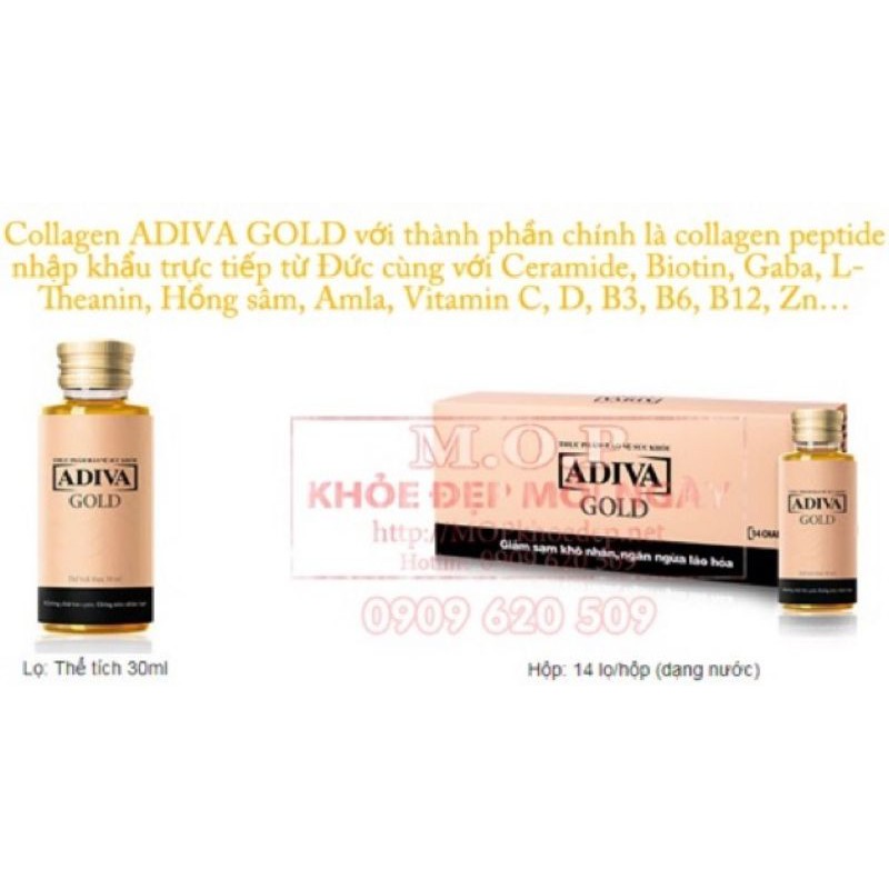 [Mã 77FMCGSALE giảm 8% đơn 500K] (CHÍNH HÃNG) 01 hộp GOLD ADIVA COLLAGEN THẾ HỆ MỚI (14 lọ/ hộp) | WebRaoVat - webraovat.net.vn