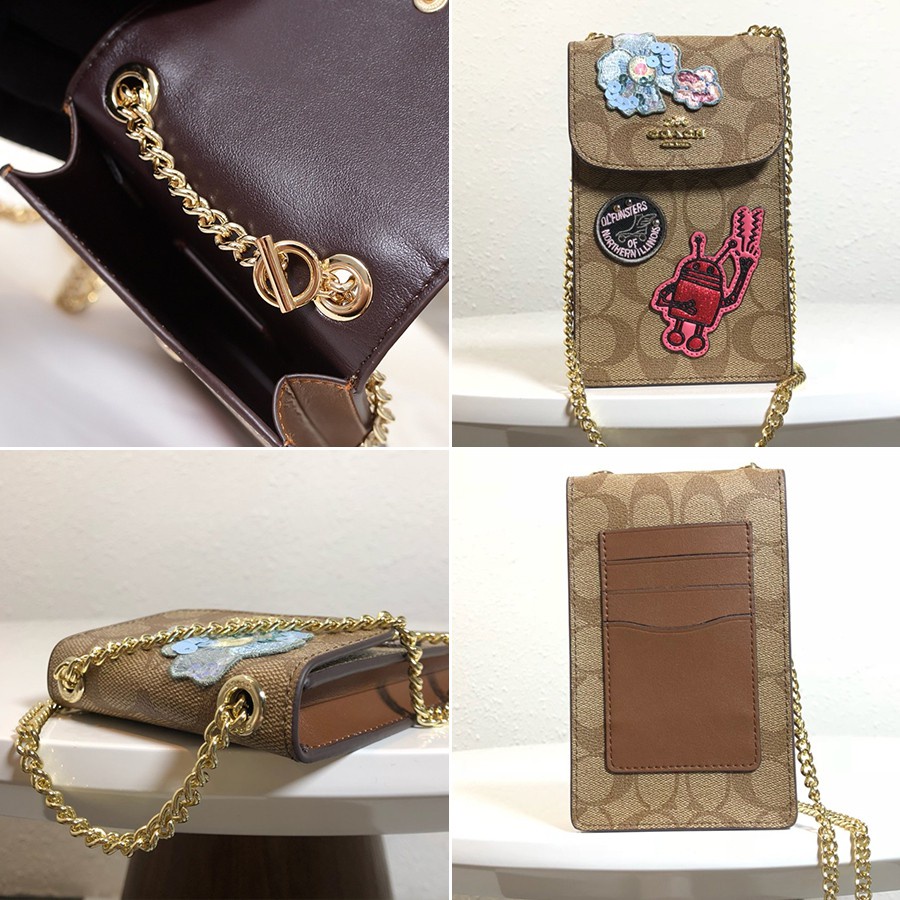 Coach Túi Xách Đeo Vai / Đeo Vai / Điện Thoại Phối Dây Xích Thời Trang Dành Cho Nữ F39955