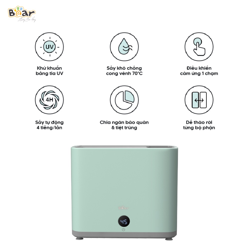 Máy Sấy Tiệt Trùng Khử Khuẩn Dao Thớt Đũa Bear XDQ-B01Q1 Quốc Tế - Tia UV Khử Khuẩn 99%, Khí Nóng Tuần Hoàn 70 Độ C