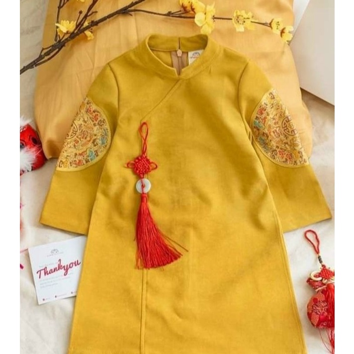 áo dài cách tân cho bé trai nhung tăm loại 1