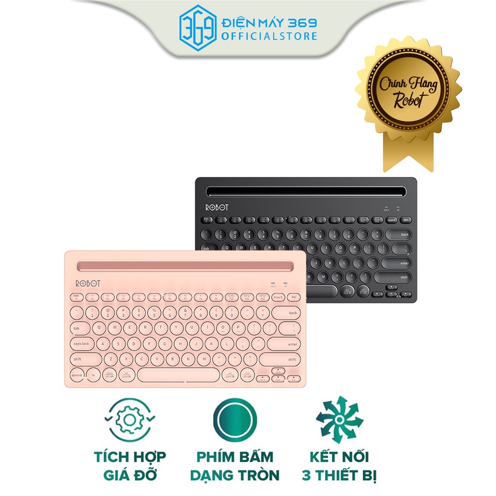 Bàn Phím Đa Năng ROBOT KB10 Kết Nối Không Dây 2.4GHz & Kết Nối Bluetooth Thiết Kế Nhỏ Gọn Có Khe Giá Đỡ Điện Thoại