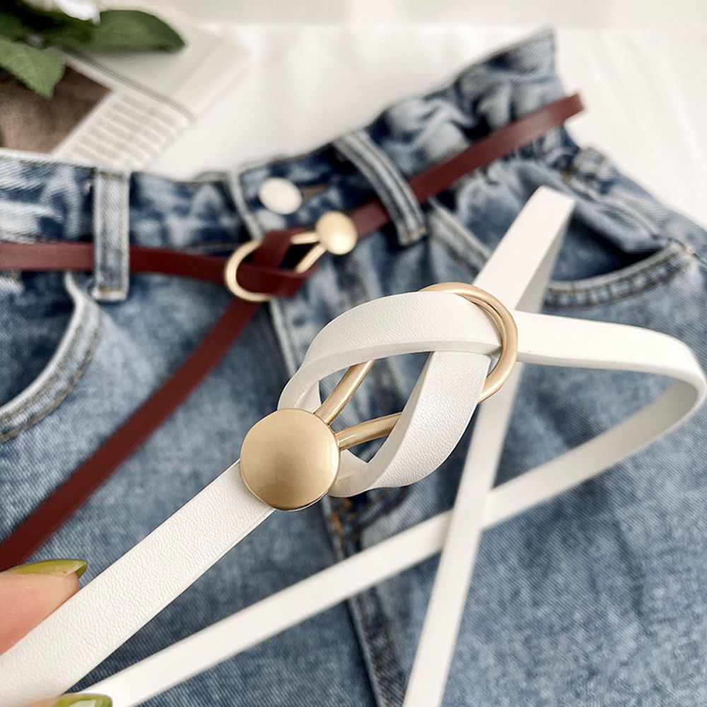 Thắt lưng da màu trơn khóa kim loại có thể điều chỉnh kiểu cổ điển cho nữ