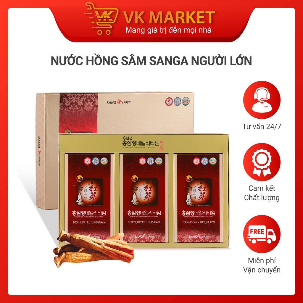 Nước hồng sâm SangA Hàn Quốc dành cho người lớn hỗ trợ hồi phục thể trạng hộp 30 gói 10ml - VK Market