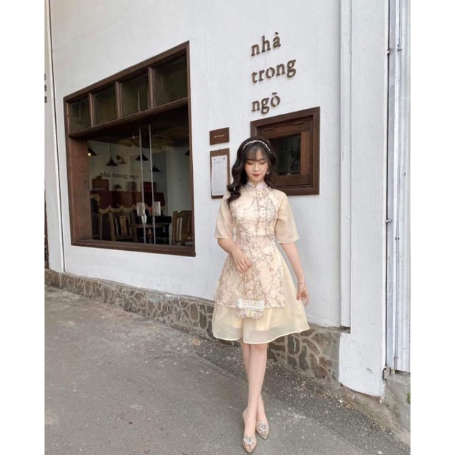 Áo dài cách tân nữ hoa thêu cao cấp [HÀNG CÓ SẴN]