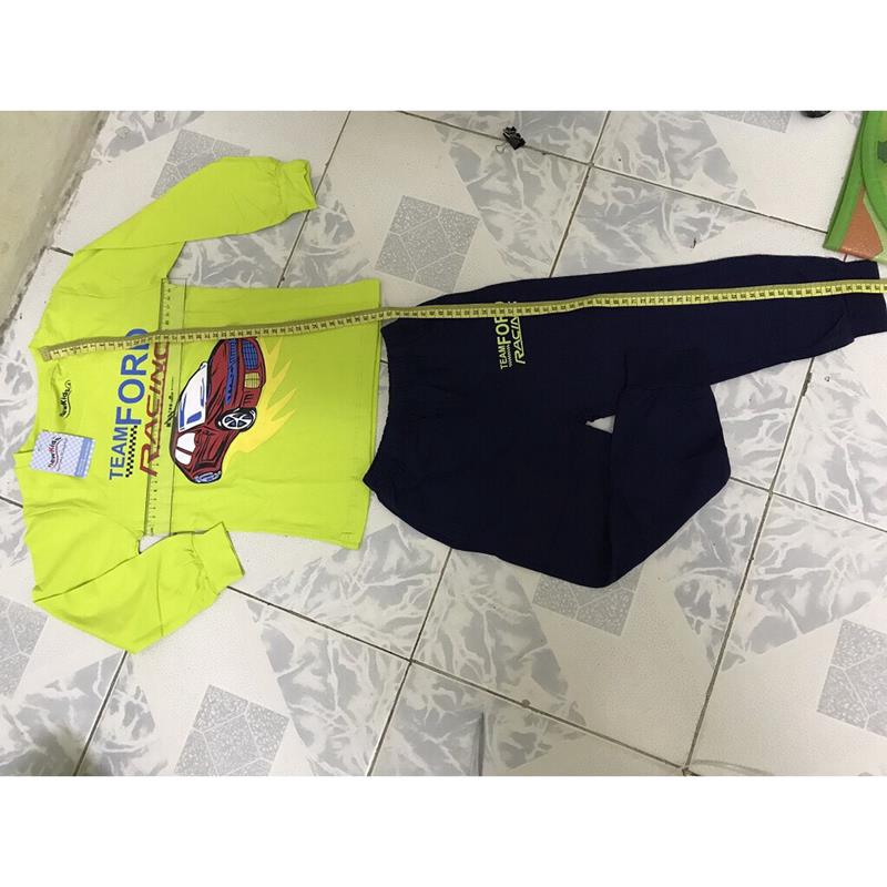 Bộ quần áo bé trai hình Ô tô mầy xanh, đỏ đun