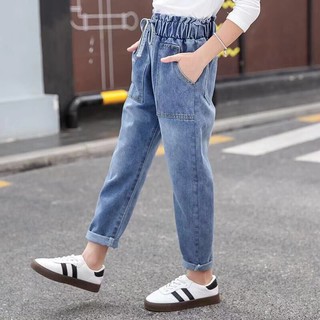 Korean style elastic waist jeans