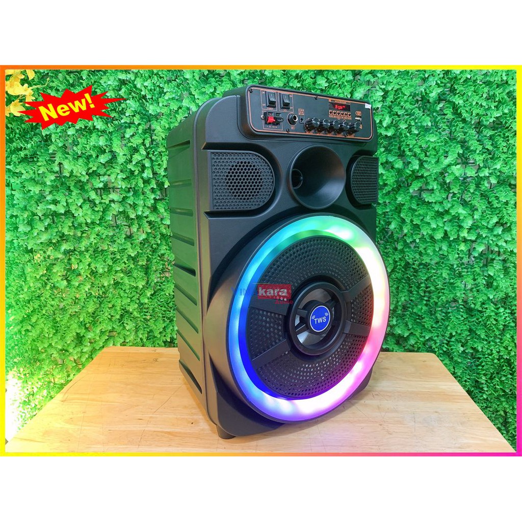 [Hát karaoke hay nhất] Loa kéo 3 tấc karaoke đèn Led, loa chính hãng, tặng 2 micro UHF hát như ca sỹ