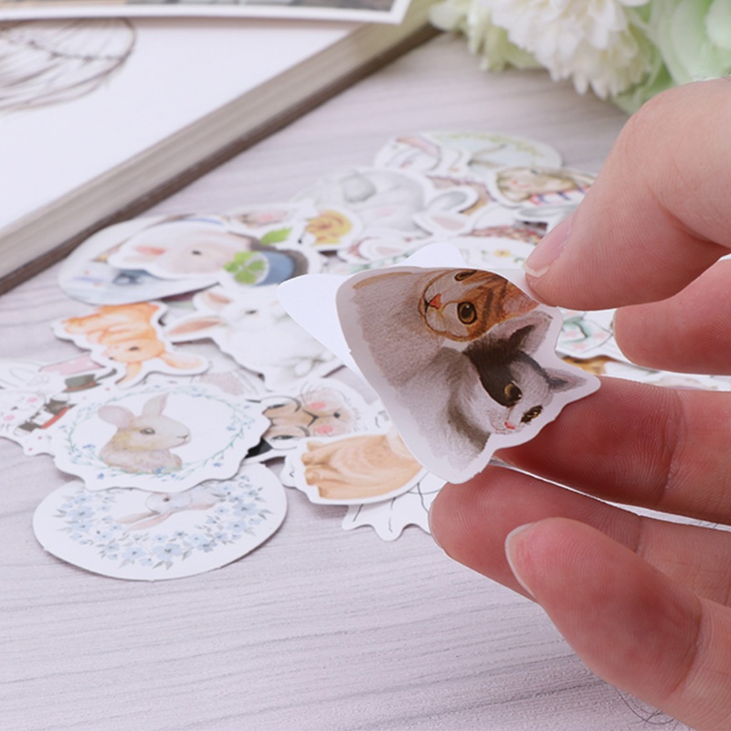 Sticker Pet Hình Thỏ Dễ Thương Dán Trang Trí Sổ Tay / Nhật Ký DIY