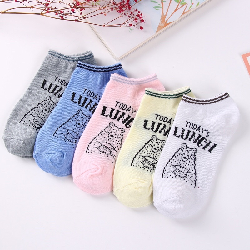 Vớ Cổ Ngắn Unisex Họa Tiết Gấu