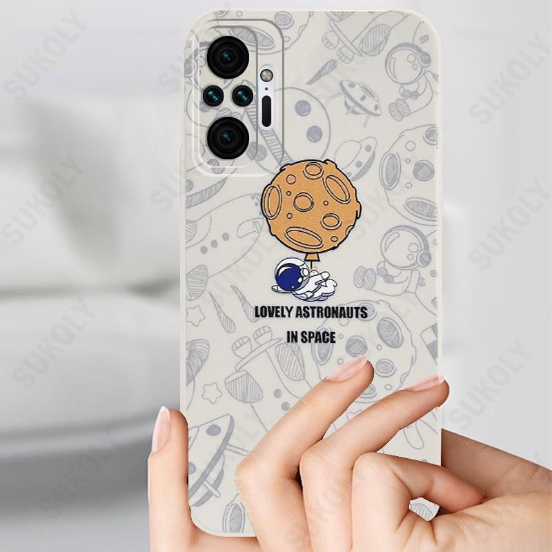 ốp lưng Phi hành gia với điện thoại mẫu bên Vỏ tương thích Cho Xiaomi 10 10s 10pro 11 11pro Redmi Note 11 pro 11s 10 Pro 9s 9 8 7S 7 Pro Redmi 8 9 9A 9C 9t 10 Vỏ đầy đủ silicone mềm vuông case