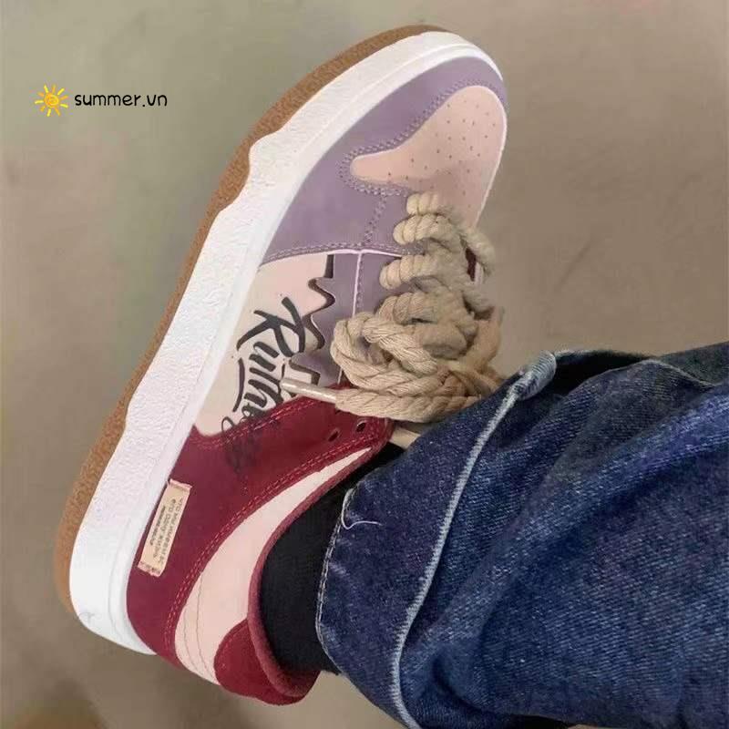 Giày Thể Thao Buộc Dây Gai Dầu Họa Tiết Graffiti Phong Cách Mới 2022