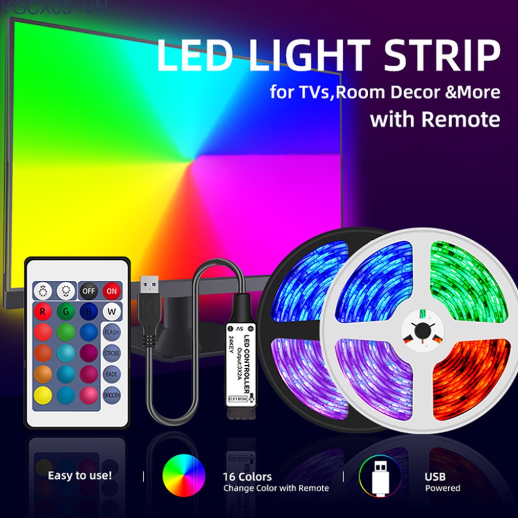 Dải Đèn Led Rgb5050 Chống Nước Linh Hoạt Cho Tv Laptop Pc + Điều Khiển | BigBuy360 - bigbuy360.vn
