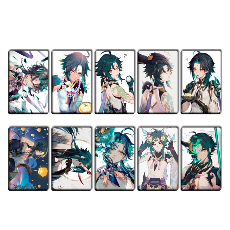 flowersqueen Bộ 10 thẻ ảnh lomo hình nhóm nhạc Genshin