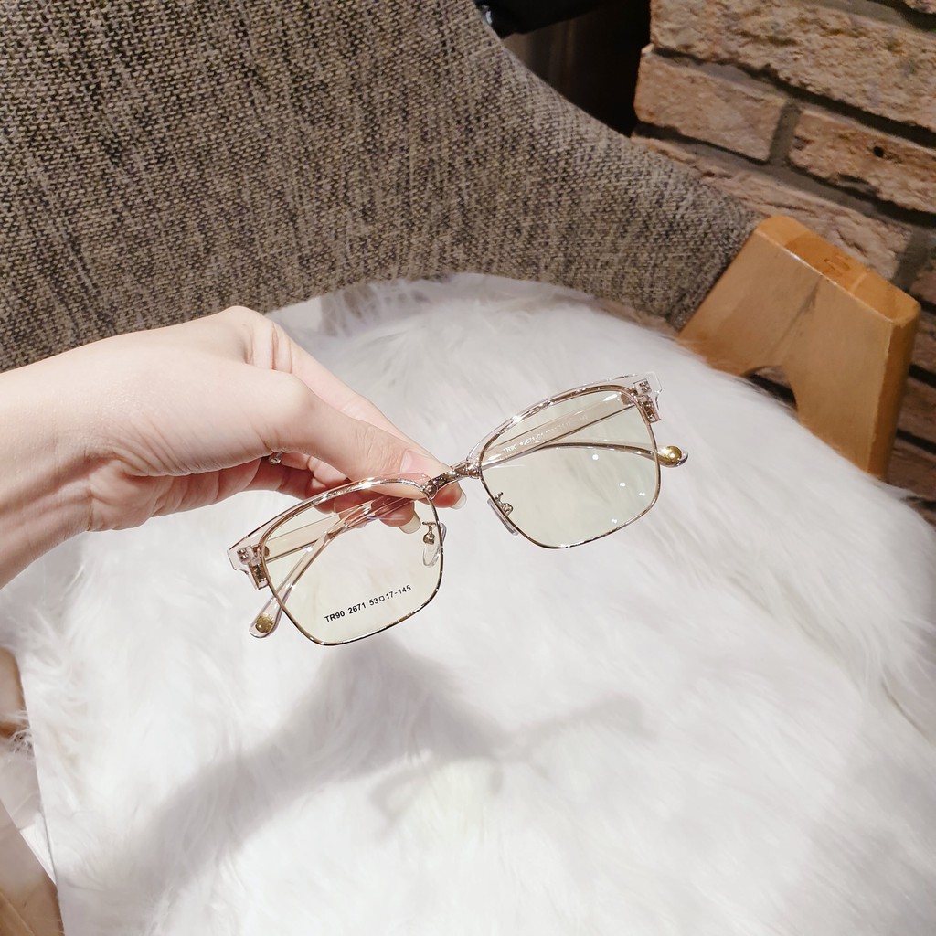 Gọng Kính Cận Vuông Phối Gọng Kim Loại Mảnh Nhẹ G STORE Kính Mắt Dùng Được Cho Cả Nam Và Nữ 2671