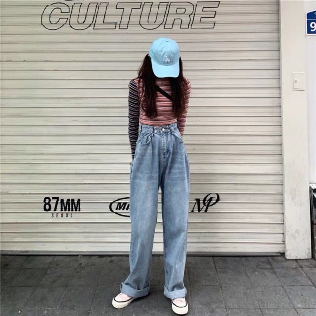 QUẦN JEANS RỘNG ULZZANG HÀN QUỐC ROSE