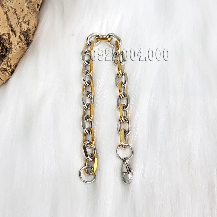 Lắc tay nam, lắc tay nữ kiểu xích trắng vàng cực bụi LZ1597.