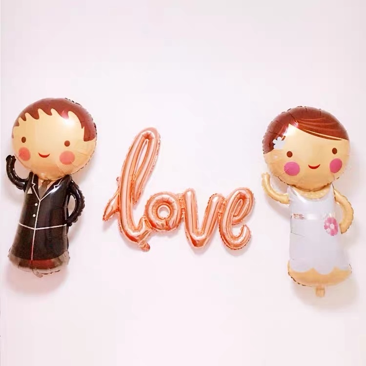 Bóng cô dâu chú rể nhẫn cưới trang trí phòng tân hôn cầu hôn HAPPYKID BBCDCR